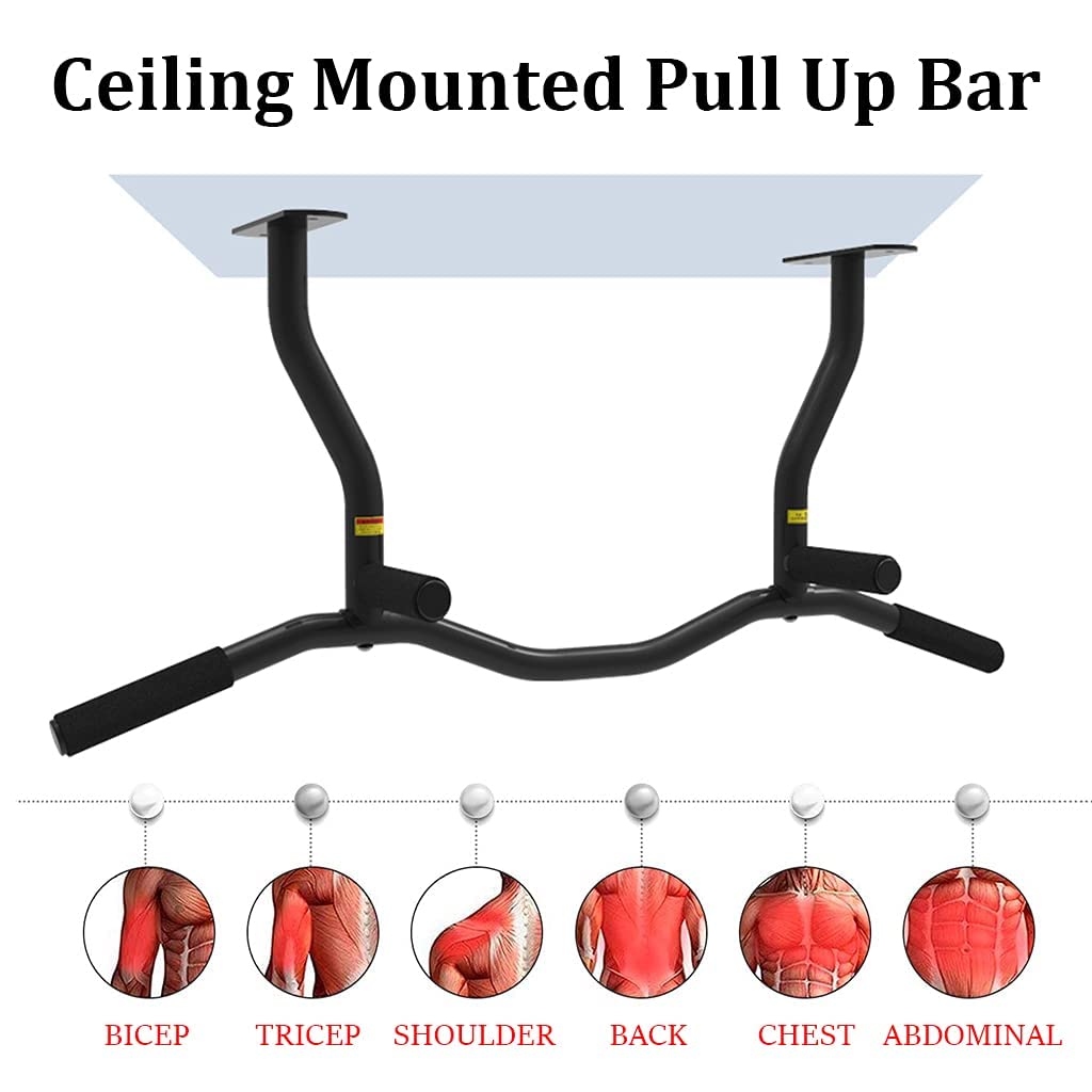 Amazon | 天井取り付け型懸垂バー、壁取り付け型ヘビーデューティ チン