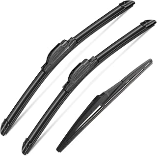 3 Pcs Windshield Wipers for Ford Flex 2009-2019, Original Equipment Premium All Weather Wiper Blades for My Car- 24"/22"/12E" (Pack of 3) J- HOOK