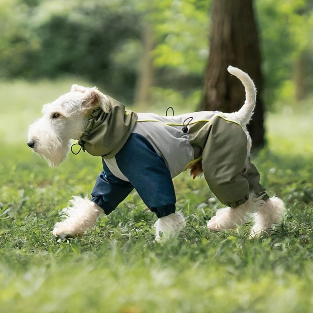 Chaqueta para mascotas, abrigo para perro para clima frío con capucha desmontable, ropa de invierno impermeable con rayas reflectantes de seguridad, ajuste ajustable, traje cálido de nieve para perro