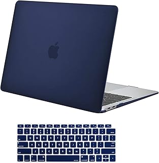 MOSISO Compatible with MacBook Air 13 inch Case 2022 2021 2020 2019 2018 Release A2337 M1 A2179 A1932 Retina Display with Touch ID, Plastic Hard Shell Case & Keyboard Cover Skin, Navy Blue