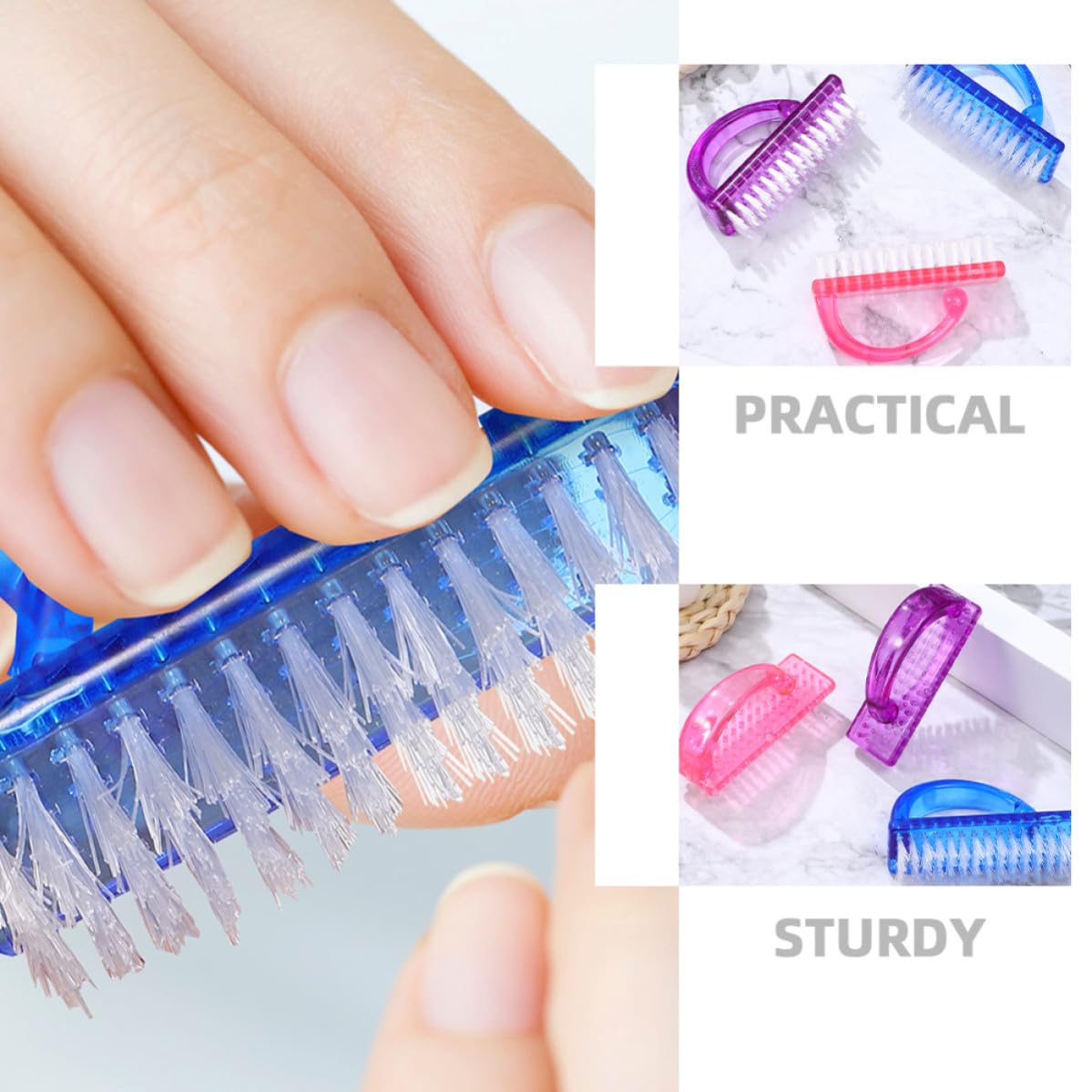 12pcs Handle Grip Nail Brush Cleaner Set for Hands and Feet, Small and Lightweight Manicure Brush with Nylon Bristles and Pp Handle, for Business Trips and Kitchen Use