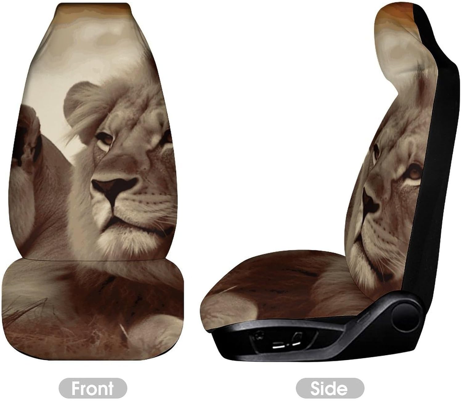 Car Seat Protectors African Lion and Lioness Printed Car Seat Cover Waterproof Easy to Install for Most Cars Babies and Pets