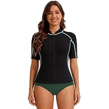 Lemorecn Womens 2mm Wetsuit Top Short Sleeve, Front Zip Wet Suit Jacket