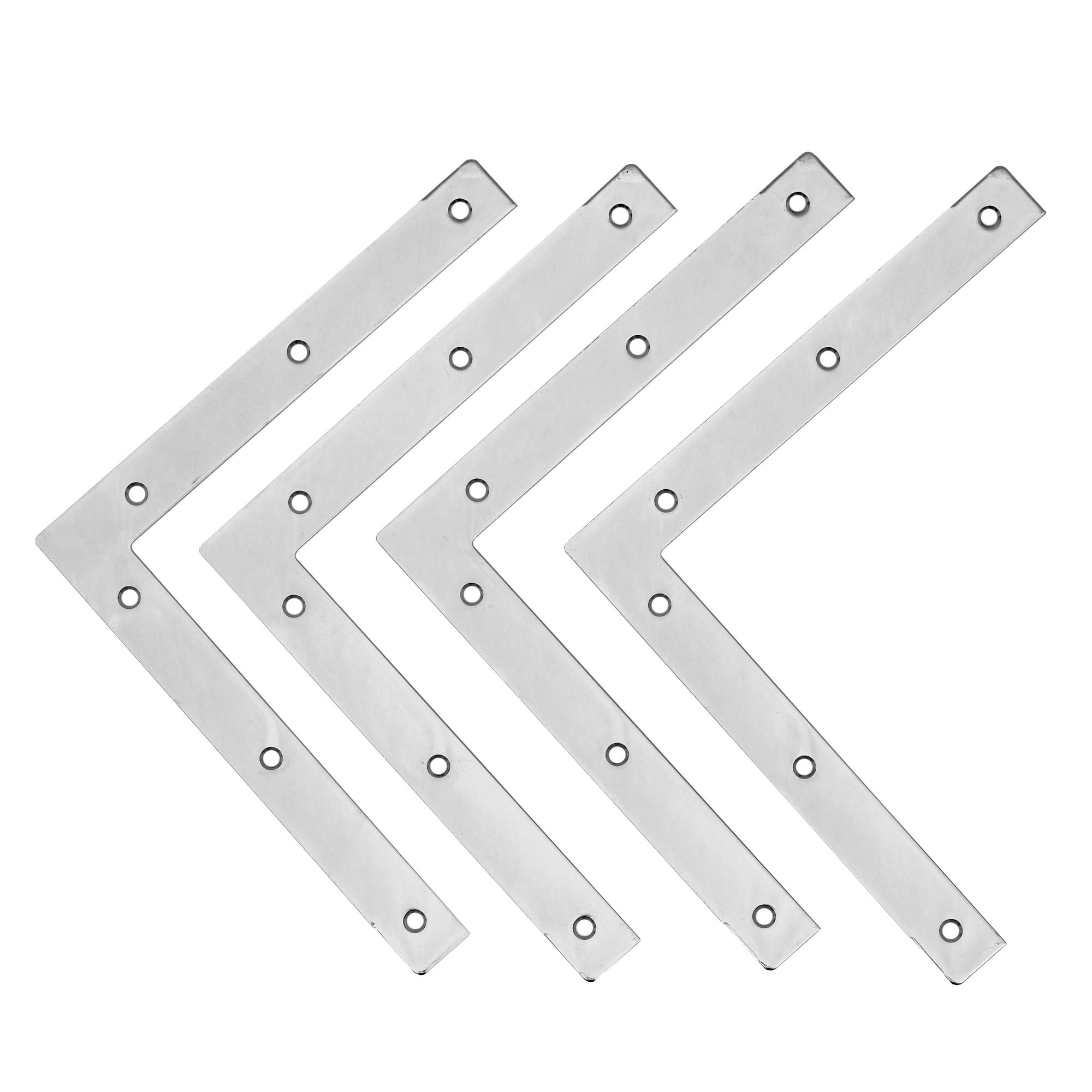 The Bed Slats Company Zinc Plated Flat L Shape Corner Fixing Plates 190Mm X 190Mm X 22Mm - Set Of 4 - With Screws