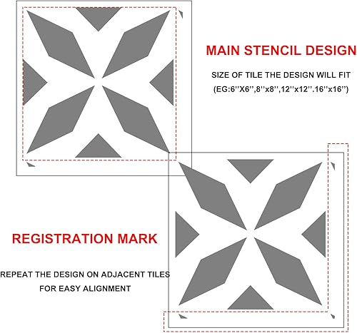 Miniatura 3 de 2 plantillas de azulejos reutilizables grandes para pintar pisos, plantillas de pared, plantillas geométricas de pintura para paredes, patio, pisos,