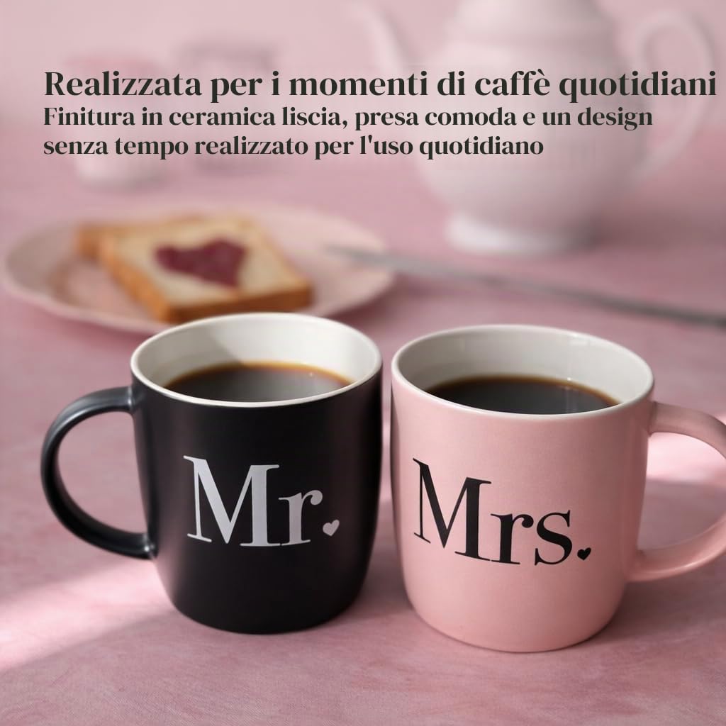 Triple Gifffted Tazza da caffè Mr and Mrs per coppie, idea regalo per anniversario di matrimonio, fidanzamento, San Valentino, Natale, per lui e per lei, per marito, moglie, lui, uomini, donne, sposi
