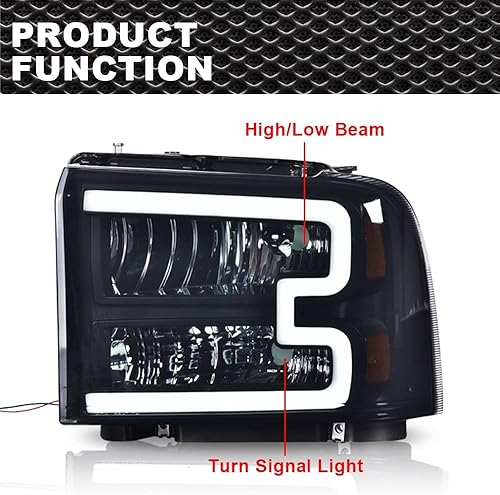 Miniatura 2 de G-PLUS Faros delanteros LED DRL, compatibles con Ford F250 F350 F450 F550 F550 Super Duty 2005 2006 2007, reflector ámbar de carcasa negra, faros