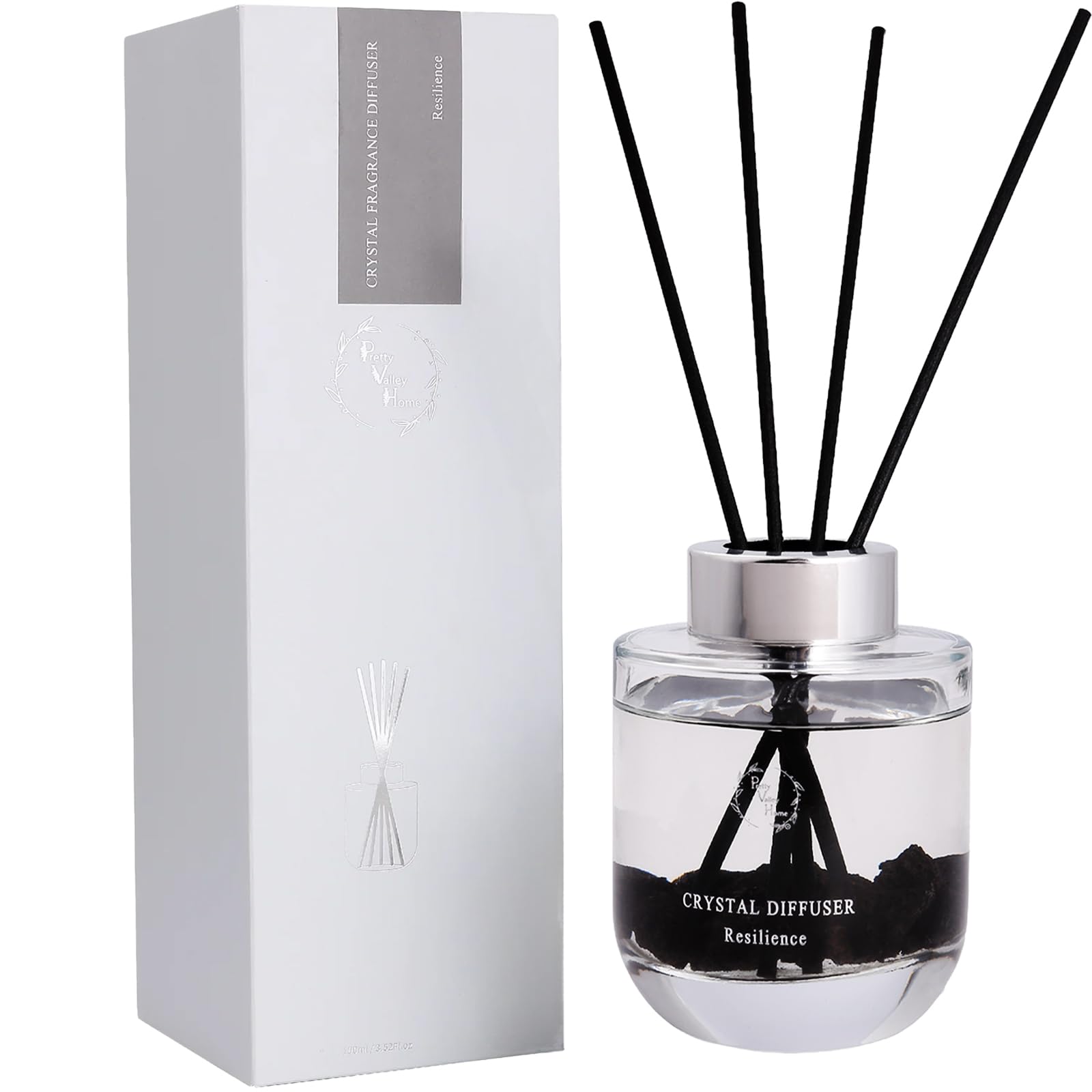 Reed Diffuser Set, Pretty Valley Home Diffuser 100Ml / 3.52 fl OZ Gift Box - Includes Reed Diffuser Sticks, Long Lasting Fragrance Oil and Glass Bottle for Office Living Room Decor (Resilience)