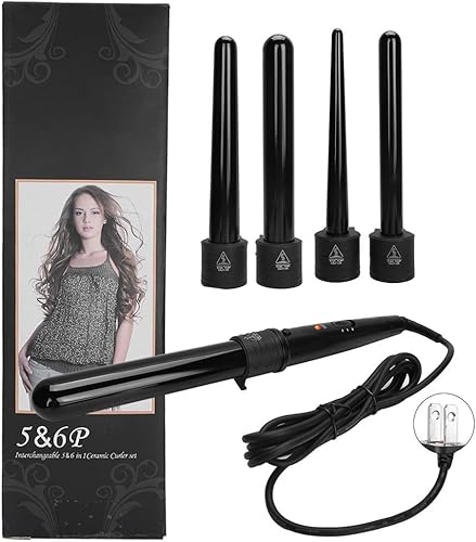 Miniatura 5 de Rizador 5 en 1, juego de varita rizadora profesional, rizador de pelo de calentamiento instantáneo con 5 barriles de cerámica intercambiables y 2