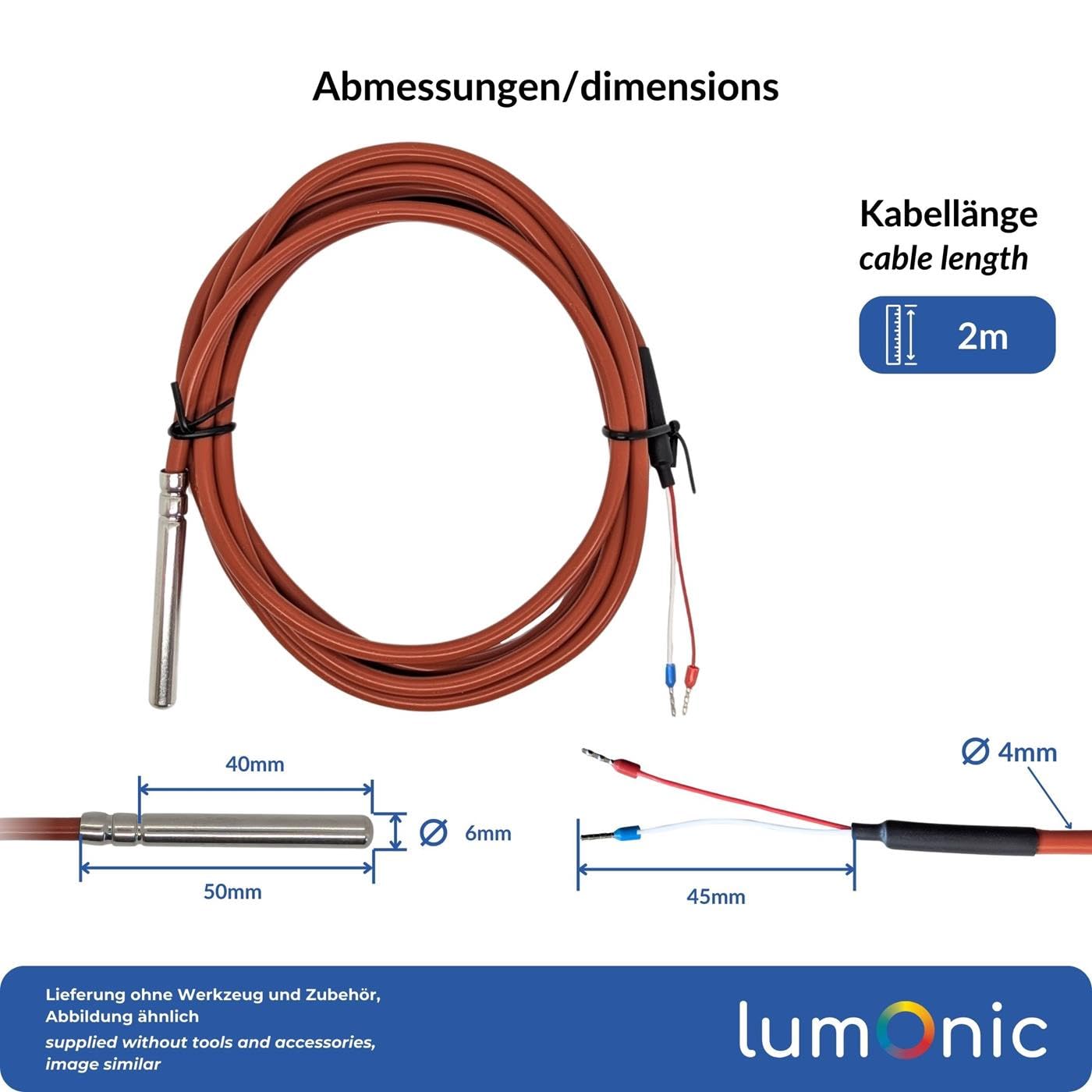 PT100 Temperaturfühler iOVEO 036HS01203 Silikonleitung 3m bis 200°C Sensor online kaufen PT100 Temperaturfühler iOVEO 036HS01203 Silikonleitung 3m bis 200°C Sensor online kaufen