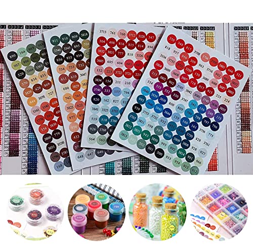 FIYO Adesivi con Numeri di Colore, 447 Etichette per Multi Colori Applicabili a Scatole di Immagazzinaggio per Pittura Diamante, Adesivo con Numero di Pittura di Diamanti(1 Impostare)