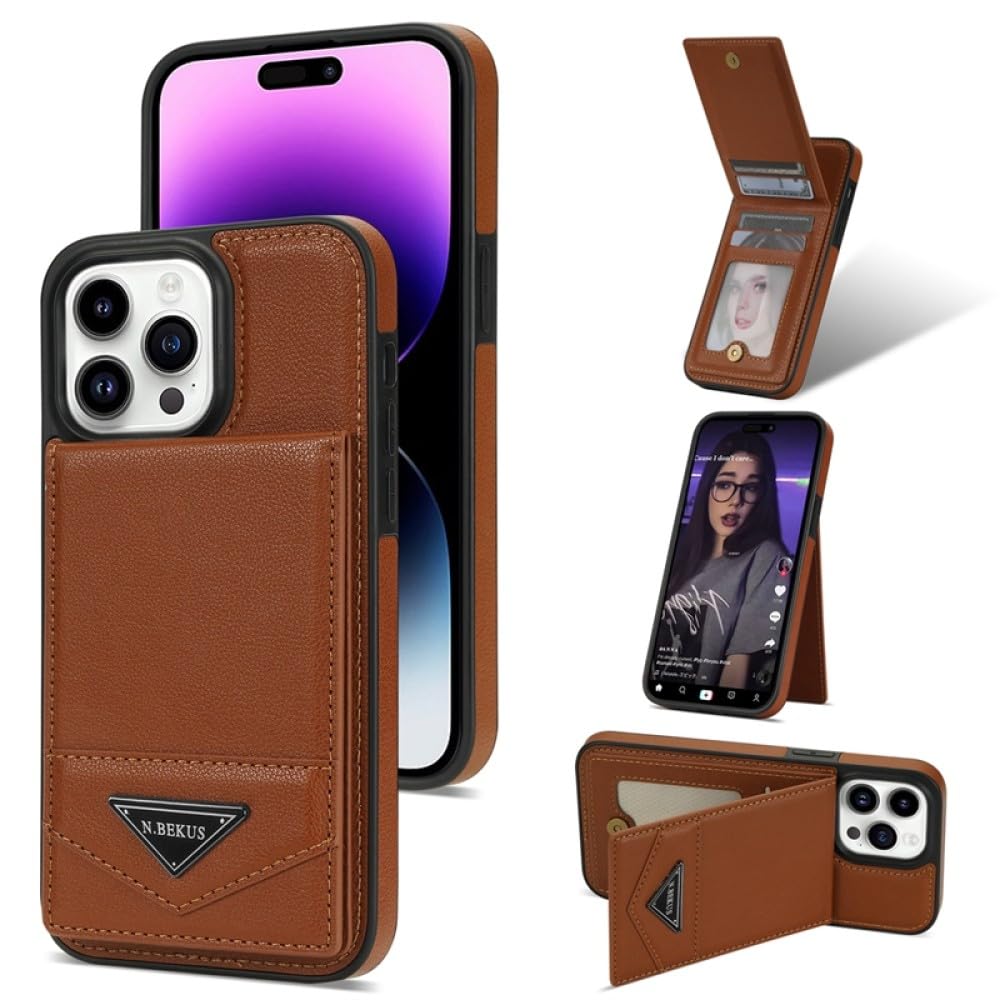 Étui portefeuille iPhone 14 cuir marron ENILSA idéal pour voyager - 7