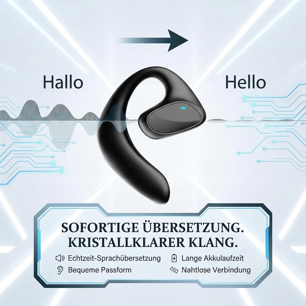 sonabuds übersetzer Original – Übersetzer Kopfhörer 144 Sprachen Echtzeit Übersetzung Mit Bluetooth Und Noise Cancelling Für Reisen Und Business Tragbar & Wiederaufladbar (Schwarz)