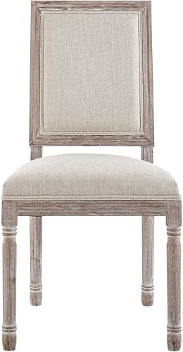 Miniatura 6 de Modway Court - Silla auxiliar de comedor (tapizada, estilo francés), color beige, Textil, Beige