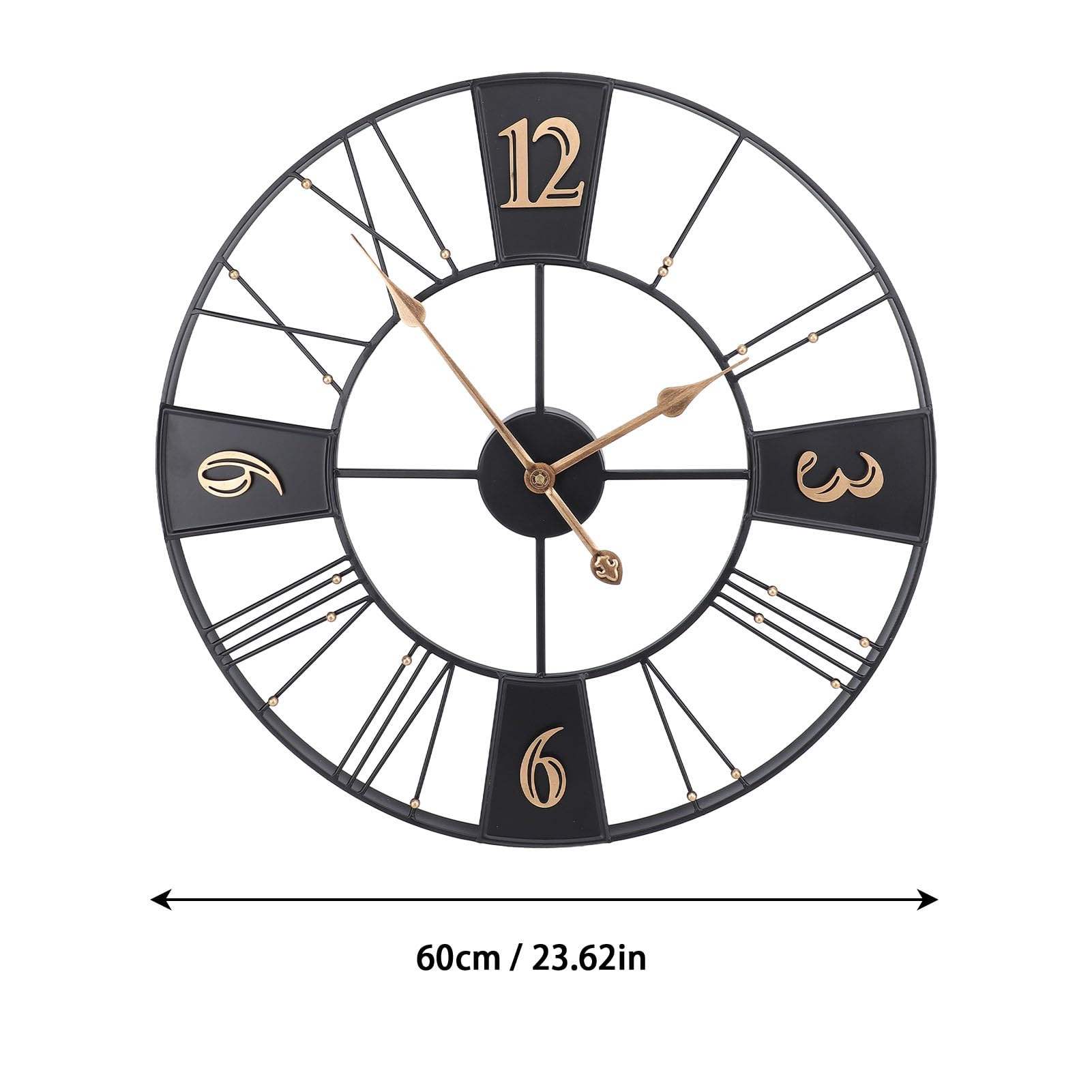 Reloj de Pared Industrial Retro, Diseño Vintage, Reloj Silencioso de Metal para Sala de Estar y Oficina, 23,62 Pulgadas