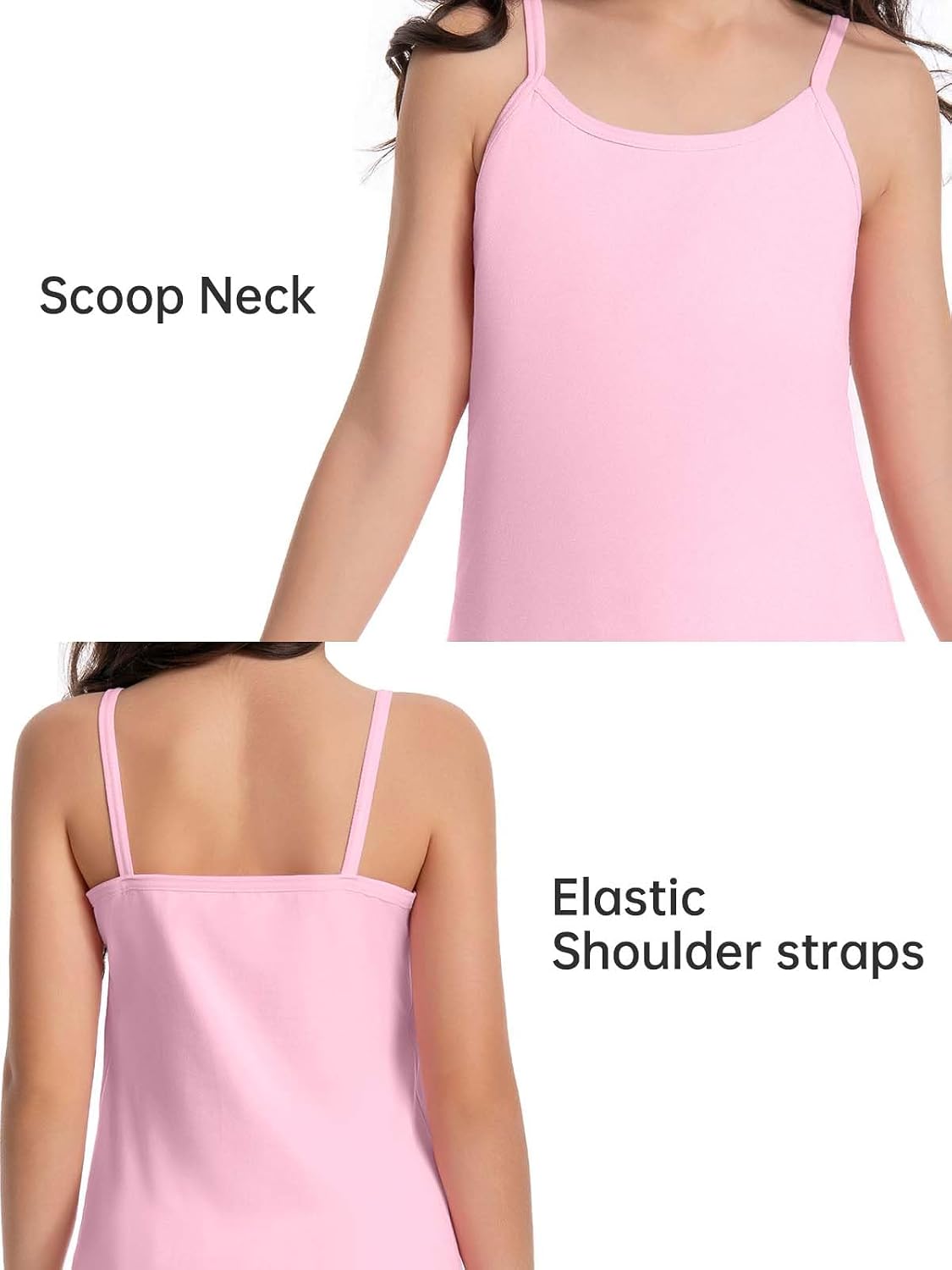 Femdouce 3-4 Pack Girls Cotton Camisole Training Bras Sleeveless Cami Tank Tops with Shelf Bra for Teens Girl(Ages 6-16Years)