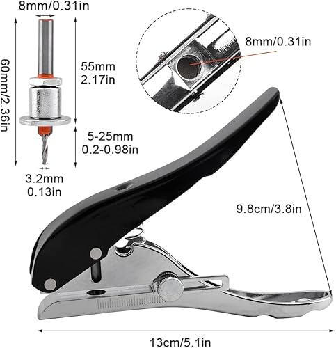 Miniatura 3 de Juego de perforadores de tapa de tornillo de alta resistencia de 0.315 in con taladro avellanado y llave, de mano para tarjetas de PVC de papel