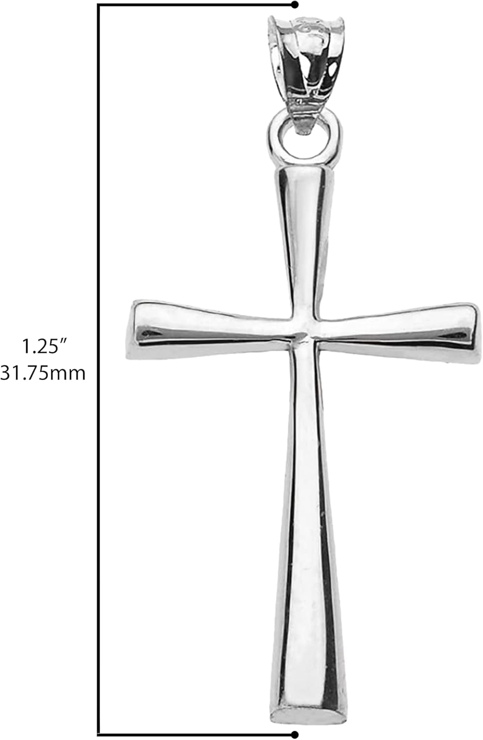 .925 Sterling Silver Simple Classic Flared Cross Pendant - Image 4