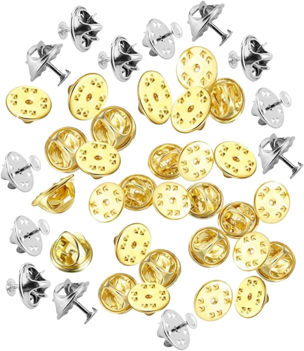 TEHAUX Locking Clasp Pin Backs and Safety Fasteners for Brooches Tie Tacks and Badges Secure Pin Holders for Jewelry Making and Crafts