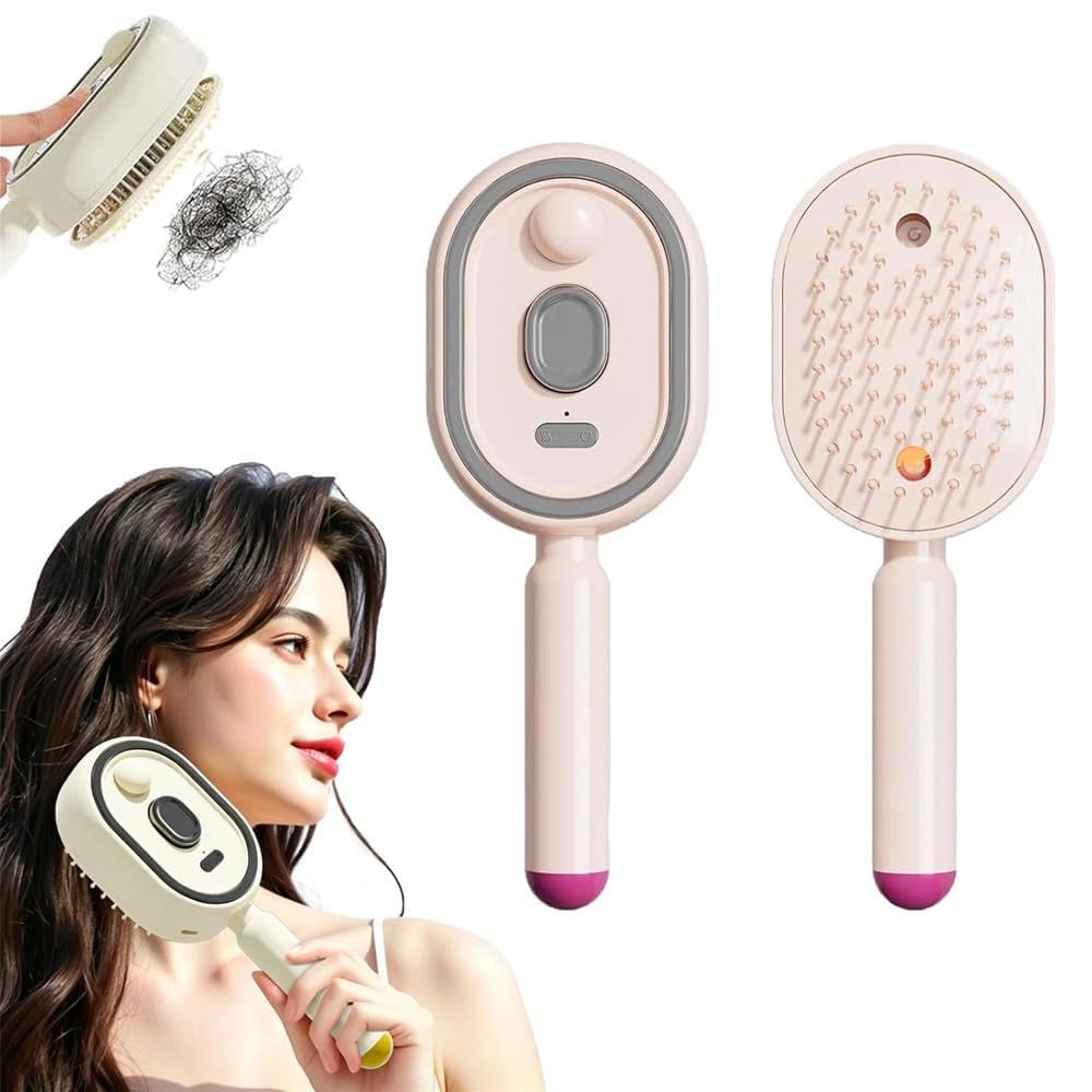 3 in 1 Massager Comb| Hair Straightener Brush Comb | Air-Padded Massage Comb Portable | Oval Steam Hair Brush |Type C Charging Oval Steam Hair Brush|Electric Spray Air Cushion Massage Comb-image-13
