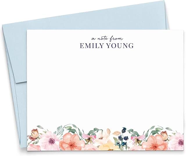 Personalized Floral Stationery Set, Personalized stationary for Women, Y...