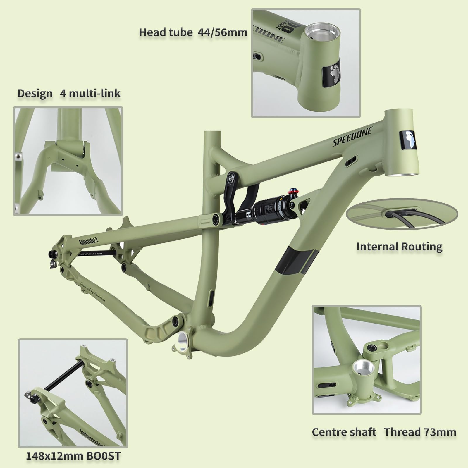 Rama rowerowa z pełnym zawieszeniem 29 ze stopu aluminium Górskie ramy zwiększające 148 mm miękki tylny amortyzator powietrzny rozmiar S/M/L wewnętrzne przejście
