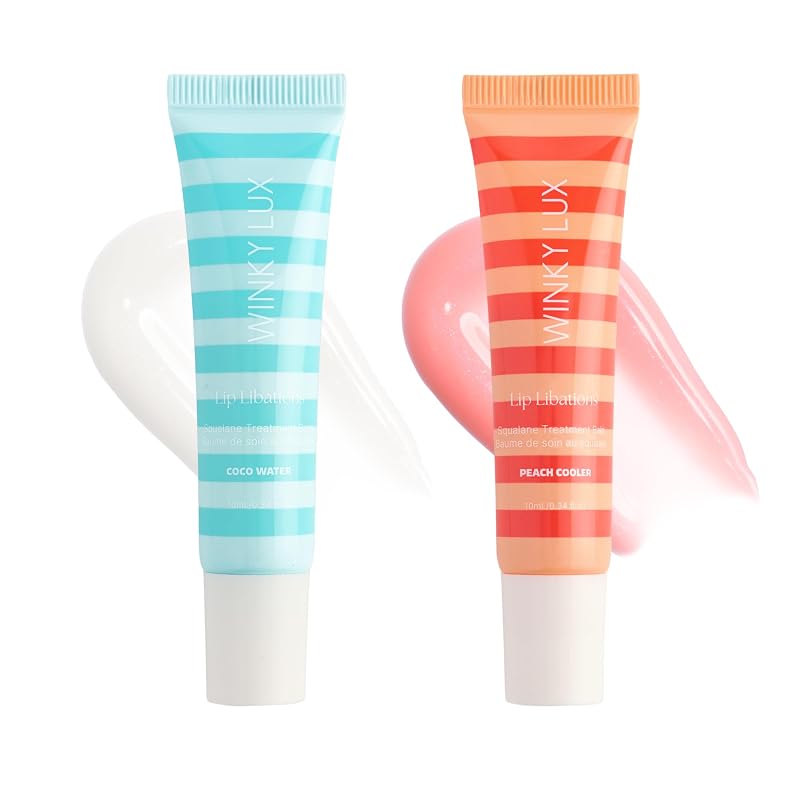 Winky Lux Lip Libations Bálsamo Labial Coco Water e Peach Cooler Pacote com 2