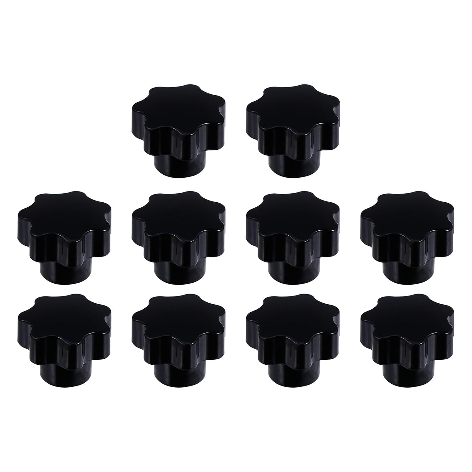 10pcs Plastic Star Knobs Screw-on Handles with M8 Internal Thread Copper Nut, Thru Hole Clamping Knobs for Industrial Machine Tools and Furniture