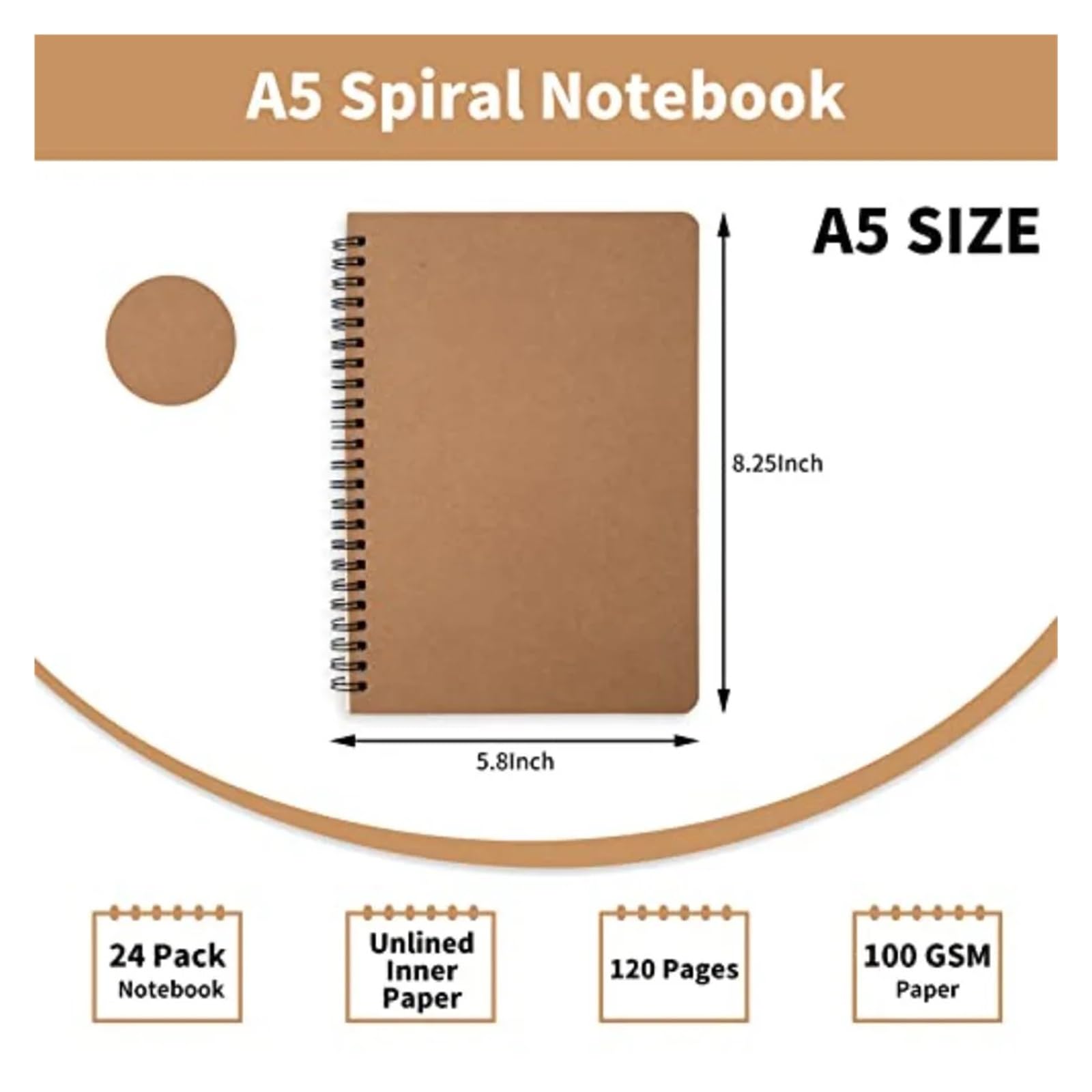 A5-Spiralnotizbuch, weicher Einband, leere Skizze, drahtgebundenes Journal-Notizbuch, 120 Seiten, Un-Papier-Tagebuch for Büro, Business, Schule
