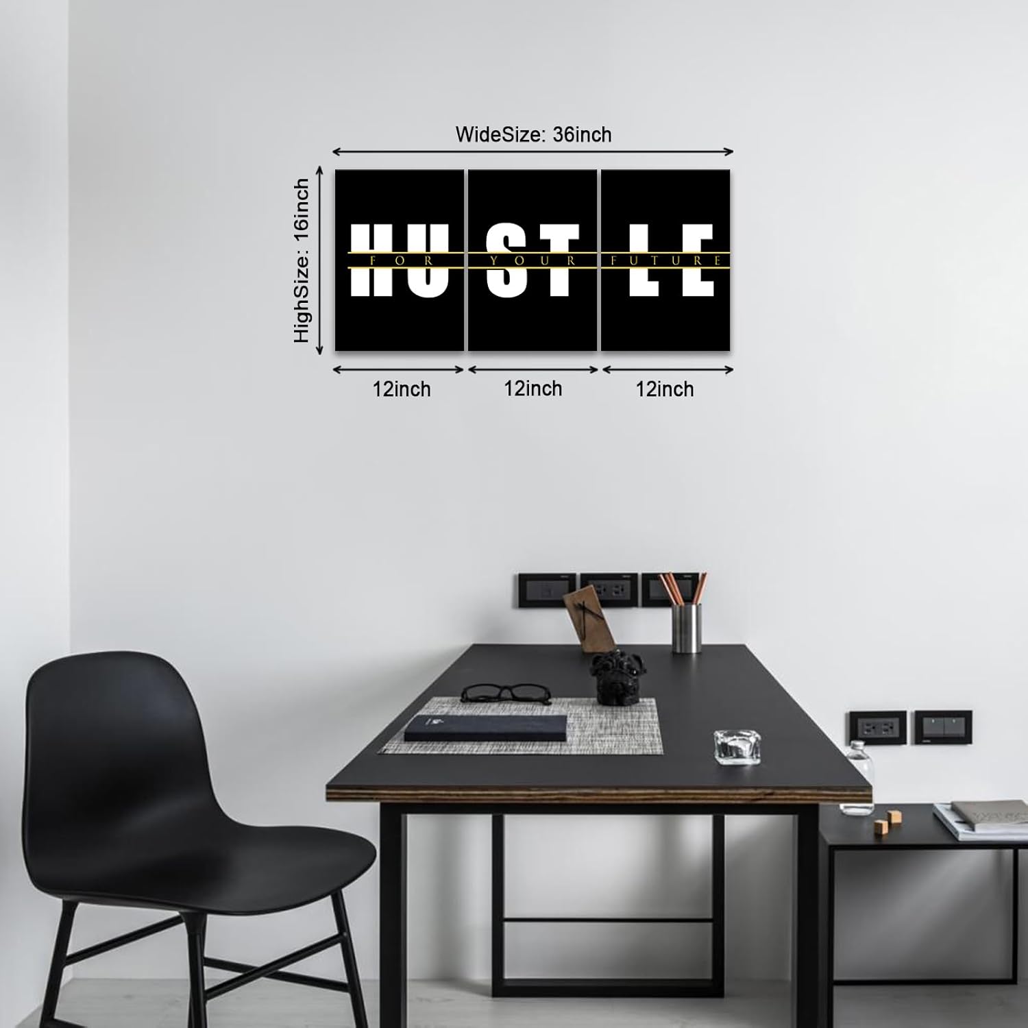 KAWAHONE Motivational Quotes Hustle Wall Art,Inspirational Wall Art, Hustle for Your,Ideal Gift For Bedroom Living Office Bedroom Artwork Framed and Ready to Hang