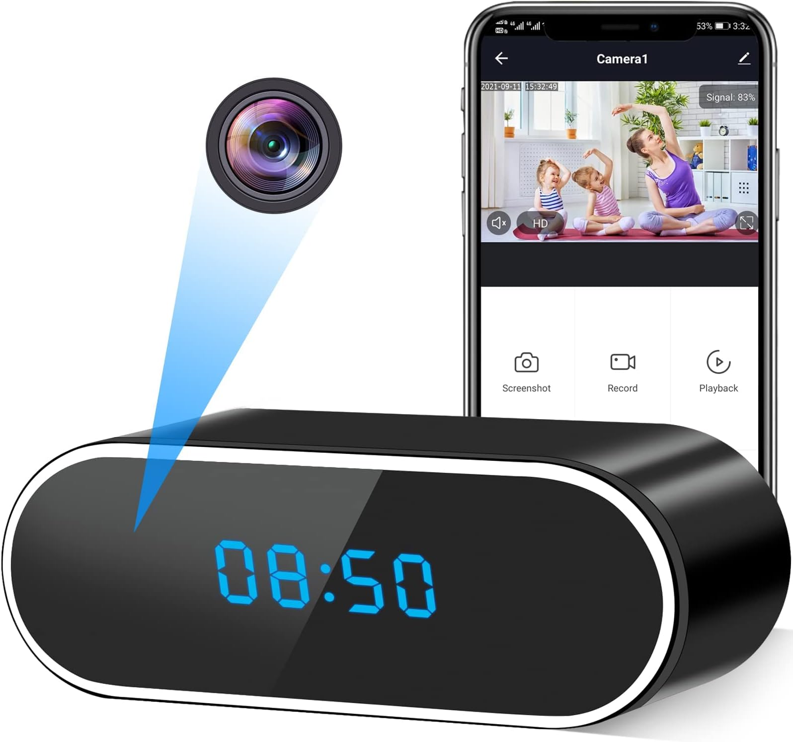 UYIKOO Camera Espion WiFi, Mini Caméra Cachée Sans Fil 140° 1080P
