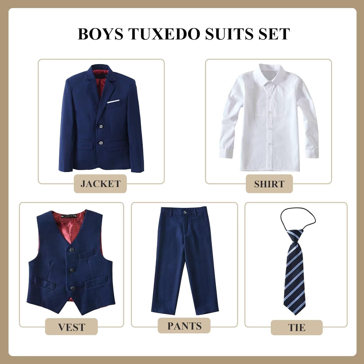 Boys Suit Kids Suits Tuxedo for Boys Toddler Vest Pants Set Ring Bearer Outfit Dress Clothes