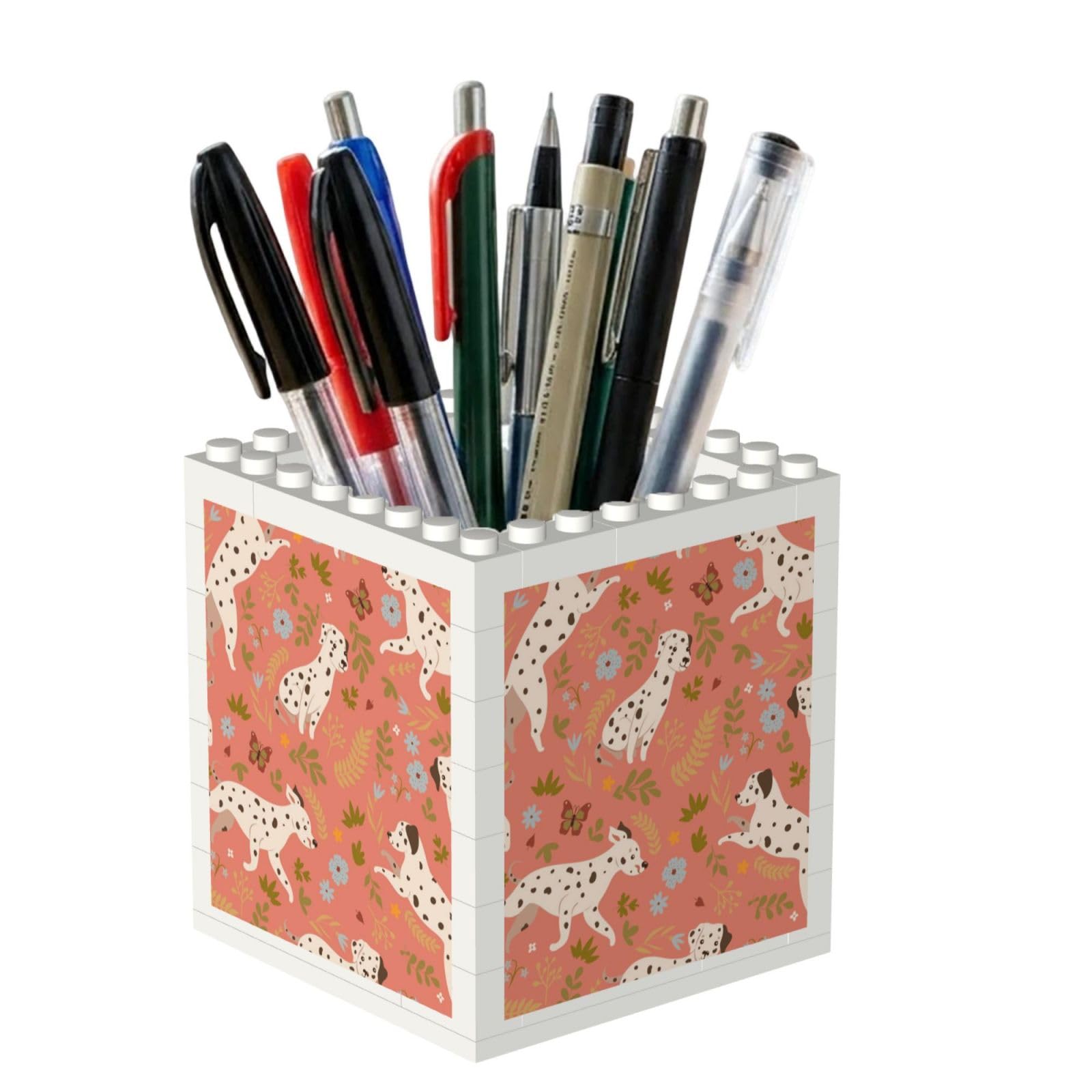 Poadnly Dalmatians Playing, Pen Pot Pencil Holder for Office Home School, Compact Desk Organiser for Office Stationery