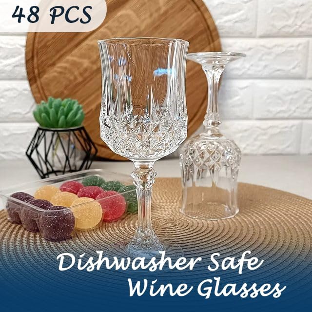 Plastic Wine Glasses, Plastic Goblets Vintage Style Cordial Drinking Glasses for Valentine’s Day, Wedding Reception, Grand Event Party Supplies (48, Transparent) - Image 3