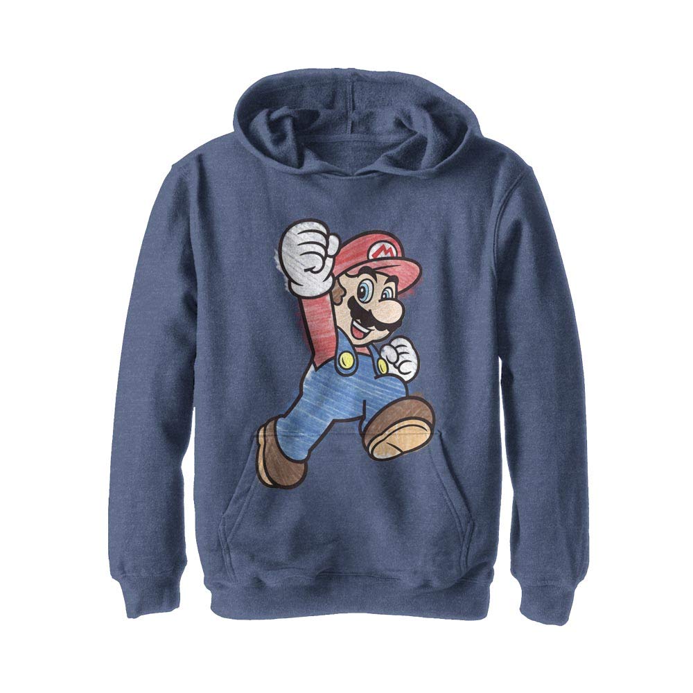 Nintendo boysNNTD0046-40042101Hooded Pullover Fleece Long Sleeves Hooded Sweatshirt - - Medium Navy Heather