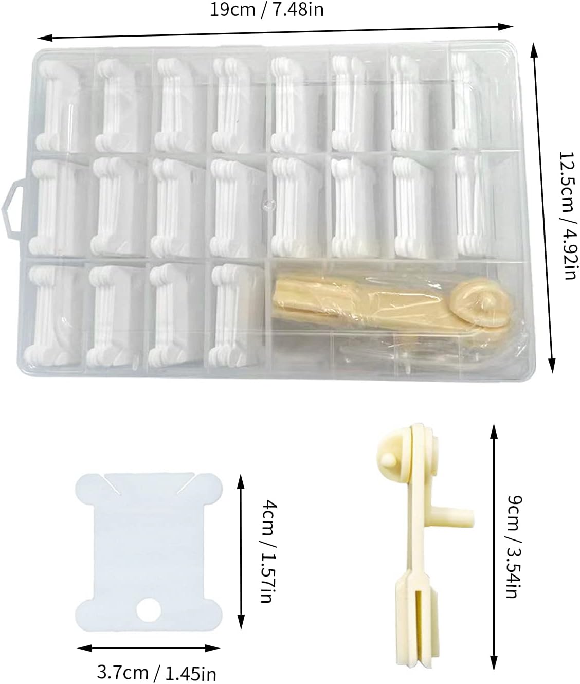 KVMORZE Plastic Embroidery Floss Bobbins with Winder, 100Pcs Thread Friendship Bracelet String Organizer Holder Set, Embroidery Cotton Thread Embroidery Floss Thread Craft DIY Sewing Storage(Mix)
