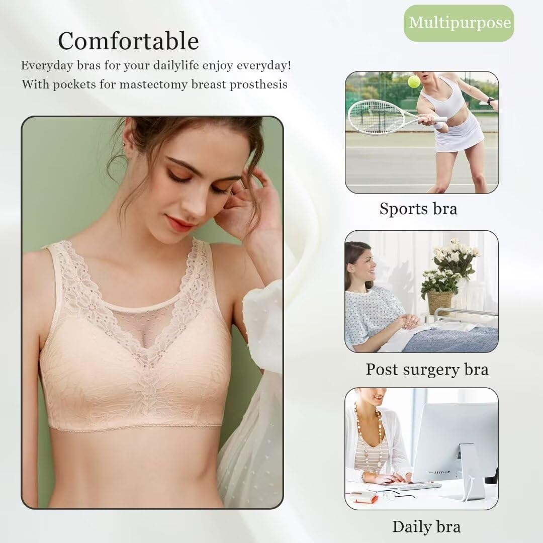 Mastectomy Bra Post Surgery Bra Pocket Bra for Breast Prosthesis Breast Forms - Image 6