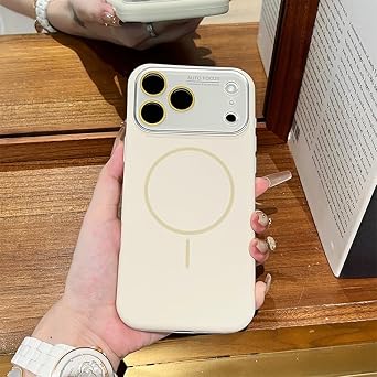 for iPhone 16 Pro 6.3" Case,Luxury Liquid Silicone,Full Camera Lens Protector,Large Window,Compatible with MagSafe,Cute Bling Magnetic Design Soft Phone Cover,White