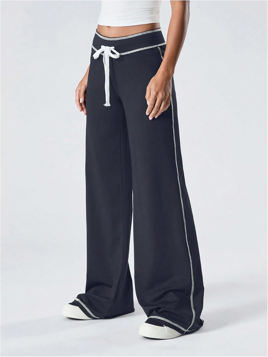 Floerns Women's Low Rise Straight Leg Pants Drawstring Jogging Athletic Track Pants - Image 2