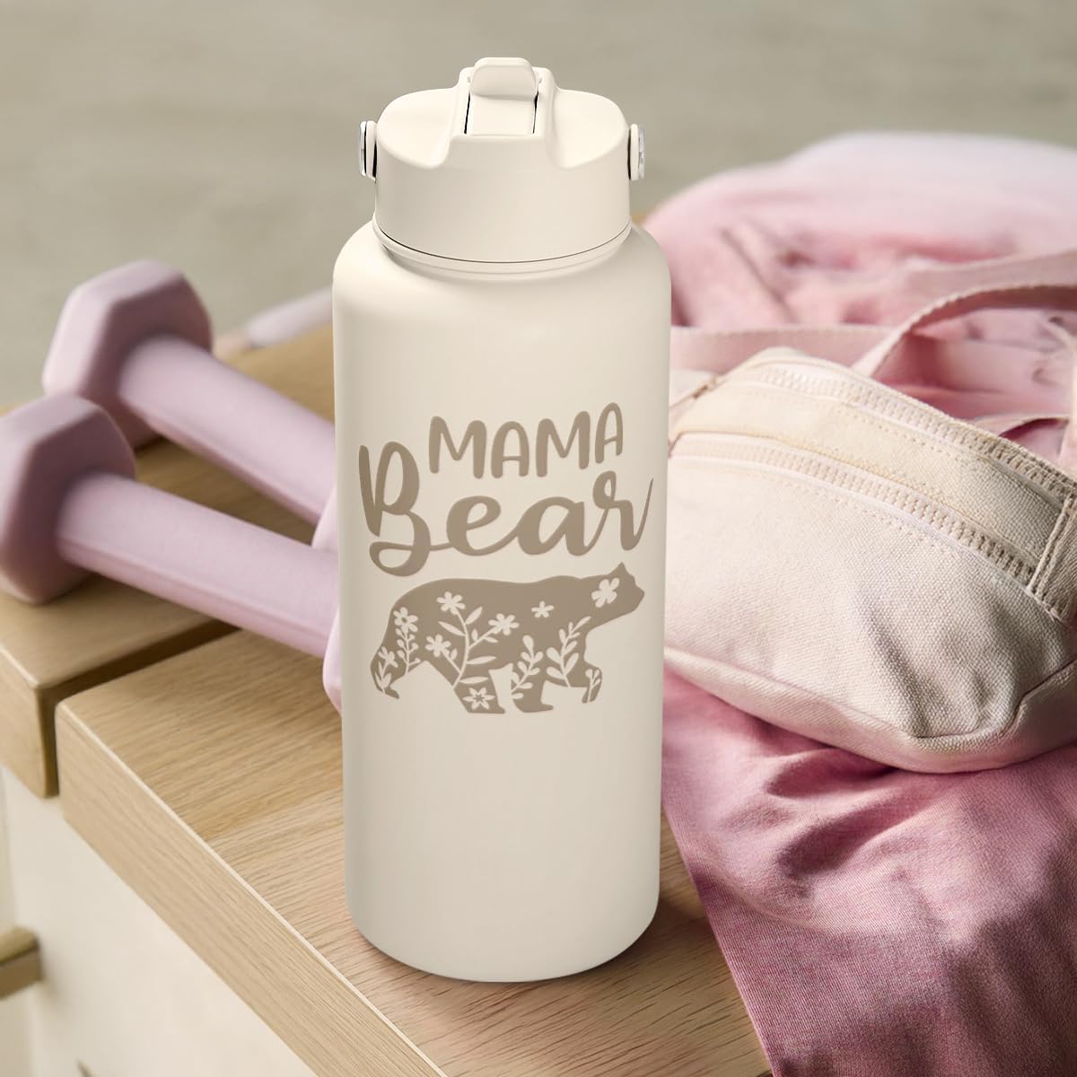 Mom Water Bottle, Mama Bear Bottles 32oz Stainless Steel Insulated with Lid, Mom Gifts from Daughter Son, Gifts for Mother's Day Christmas Birthday - Image 7