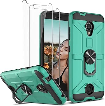 Jeylly Case for Coolpad Legacy S, 360 Full Body Coverage [Military Grade] Shock Resistant Slim Stand Kickstand Magnetic Ring with Screen Protector Protective Case for Coolpad Legacy SR, Turquoise