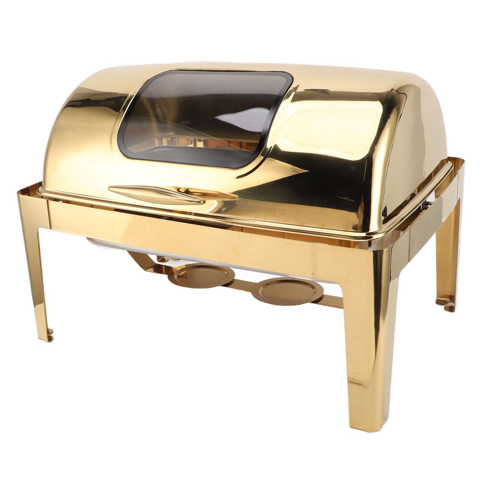 Chafing Dish - para buffet de acero inoxidable, 9 L, buffet, hostelería, calentador de alimentos, tapa de cristal transparente, calentador de alcohol, rectangular (3 compartimentos #16)