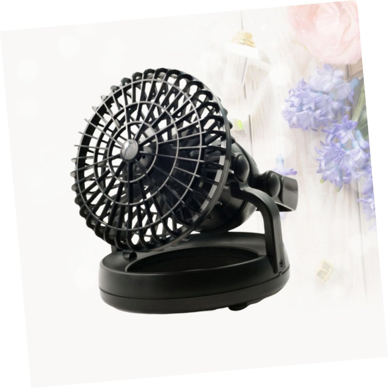 Abaodam Creative LED Camping Tent Fan with Bright LED Lights Multi Functional Portable Light for Use Black Battery Not Included