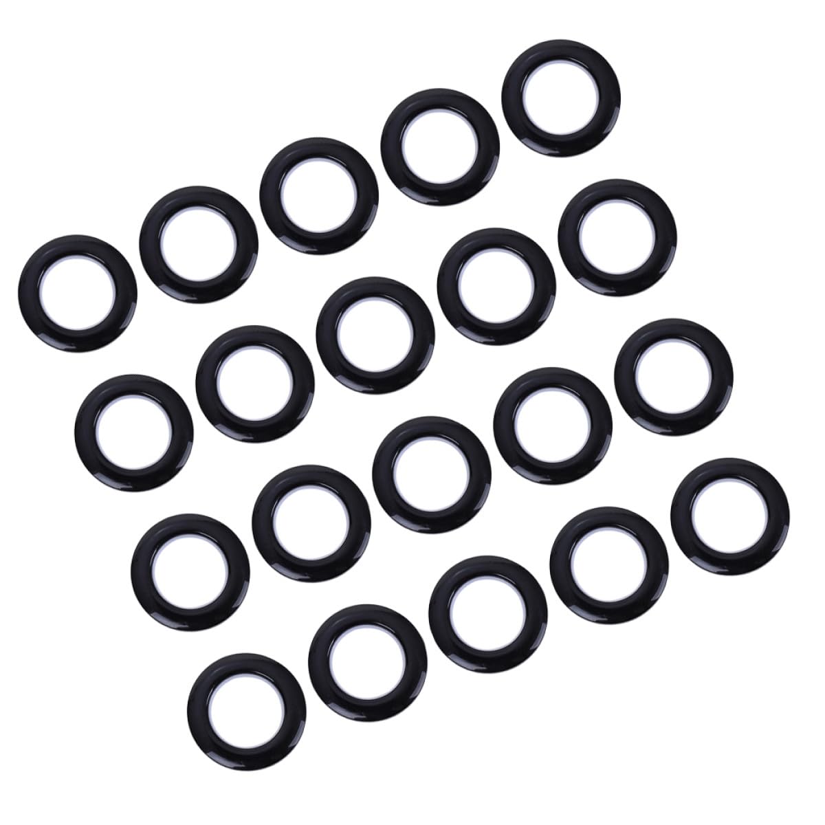 Ojales de cortina de plástico negro accesorios para colgar cortinas en barra