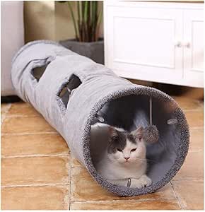 Tunnel de chat pliable Crinkle Tube de jeu de chaton for grands chats, chiens lapins avec balle Fun Cat jouets 2 daim peep hole jouets for animaux de compagnie ( Color :