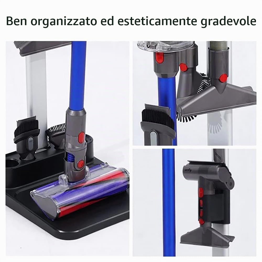 WuYan Supporto per aspirapolvere autoportante, porta-rack, accessori, stazione di ricarica per Dyson V7, V8, SV10, V11, SV12, V15 WuYan Supporto per aspirapolvere autoportante, porta-rack, accessori