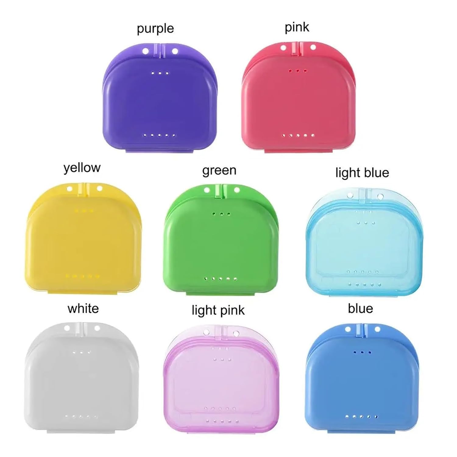 Denture Retainer Mouth Guard Case 8 Colors Dental Retainer Guard Storage Box Plastic Accessories(White)