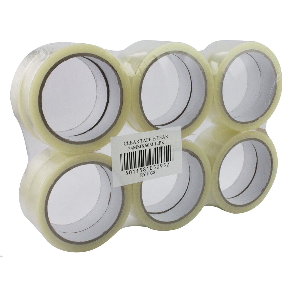 Sticky Tape 24 mm x 66 m Clear (Pack of 12 Rolls) WX27017