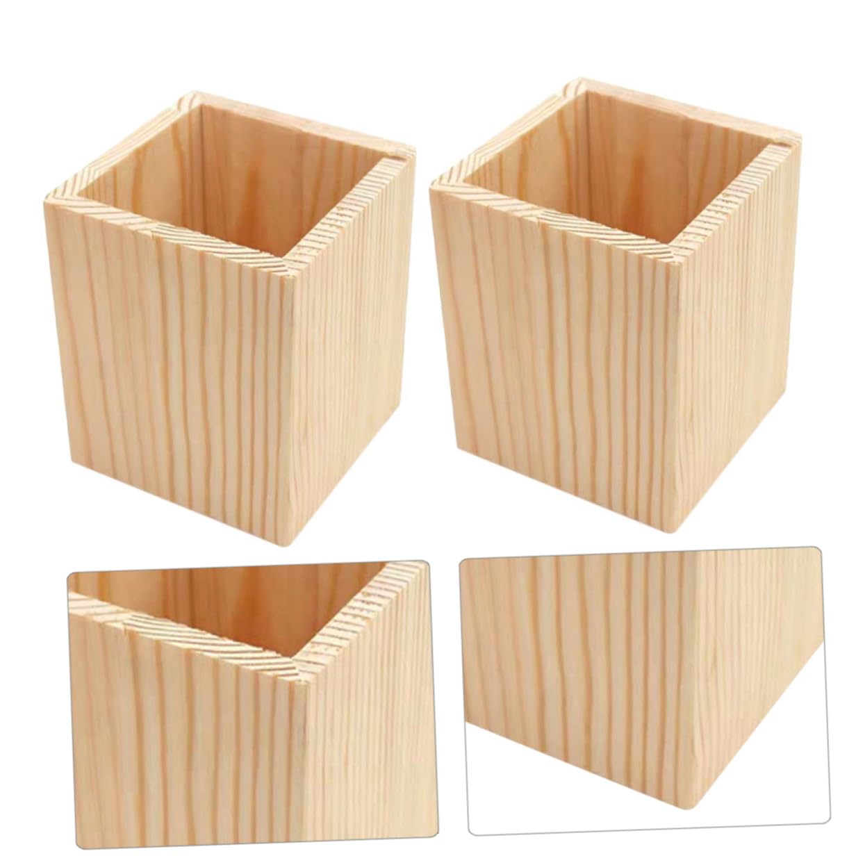 10 Pezzi Portapenne in Legno di Pino Geometrico Multifunzionale per Scrivania Organizer per Pennelli Penne e Piante Succulente Resistente e Decorativo per Ufficio e Casa