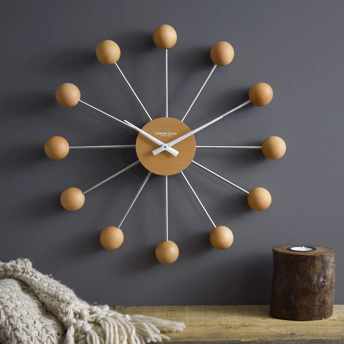 The Sputnik Wall Clock, Beech, 45 x 45 x 4cm